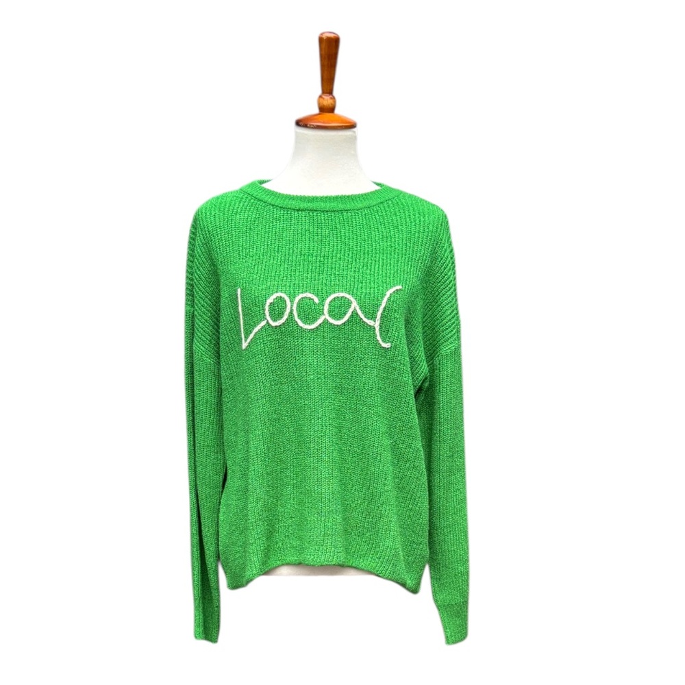 Wishlist Green “Local” Knit Boutique Sweater | Size M | Cozy Statement Pullover - Picture 3 of 9
